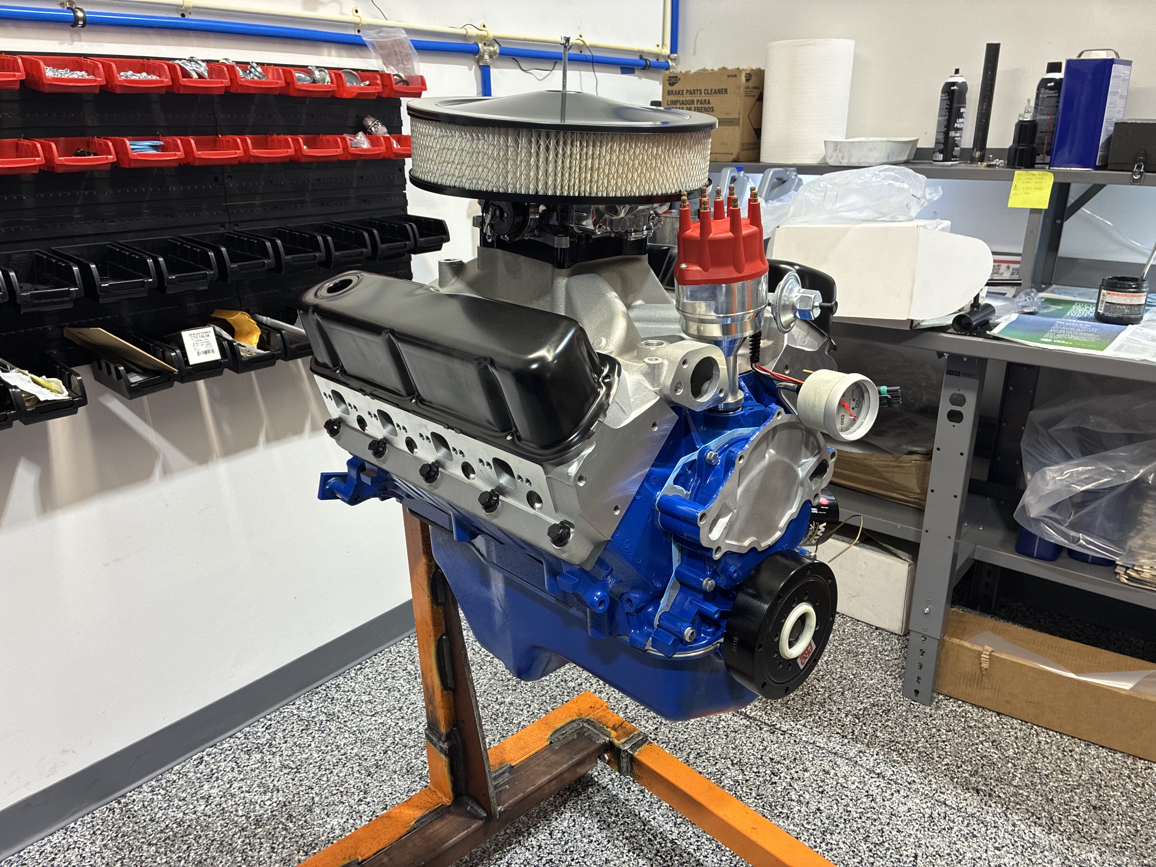 Engine assembly in Paul Ferreira's shop