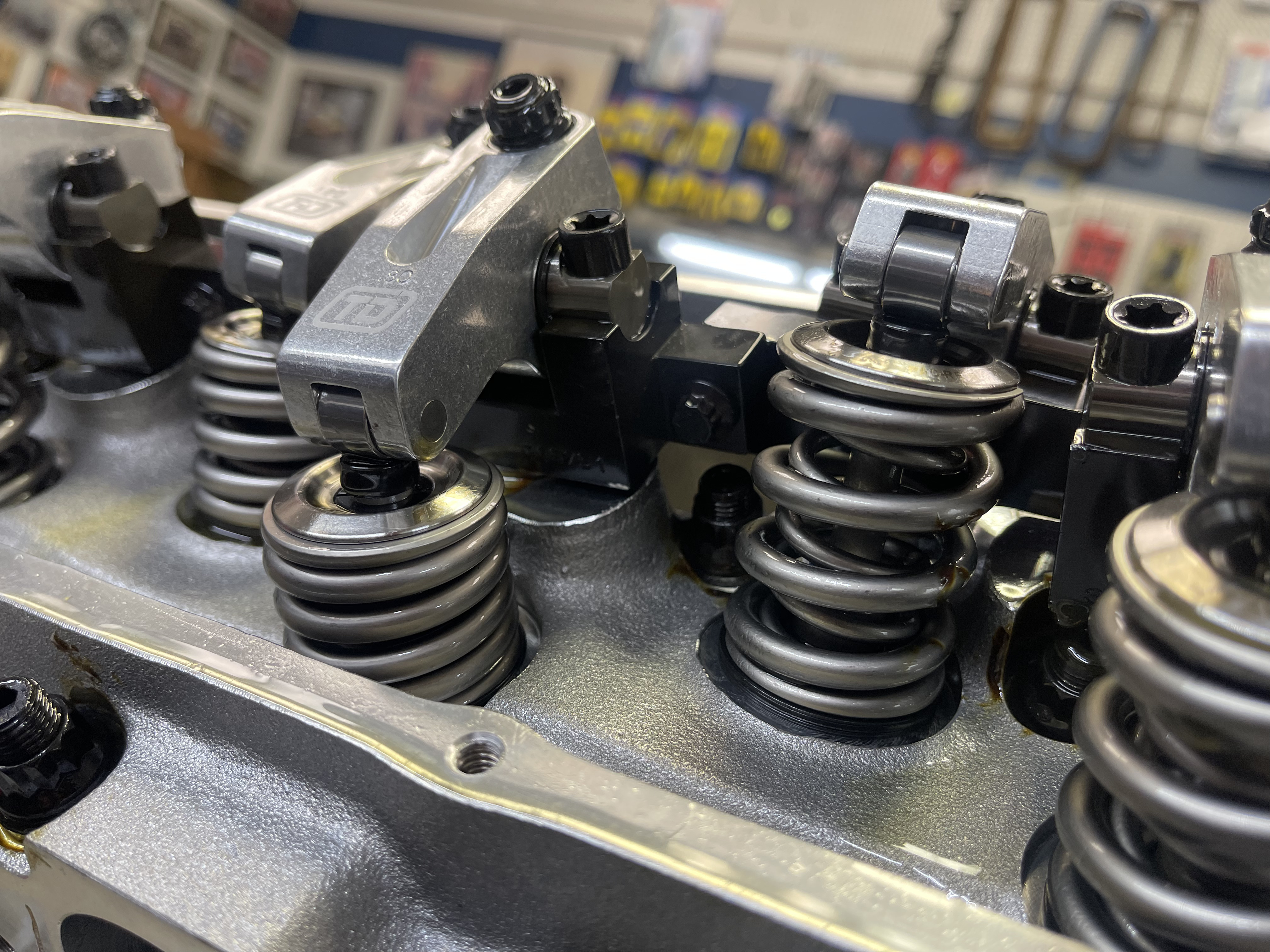 Valve springs and retainers prepared for installation